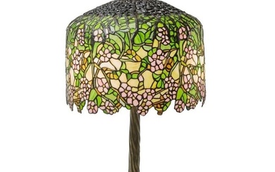 31.75" Cherry Blossoms Stained Glass Table Lamp