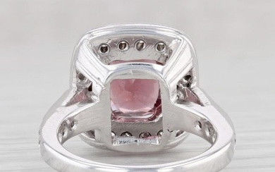 3.44ctw Red Burma Spinel Diamond Halo Ring 14k White Gold Size 5.5 Engagement