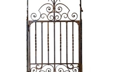 Around 1940, wrough iron gate with volutes. Haut: …