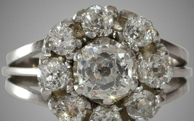 Art Deco Diamond Cluster Ring | 18KT White Gold |