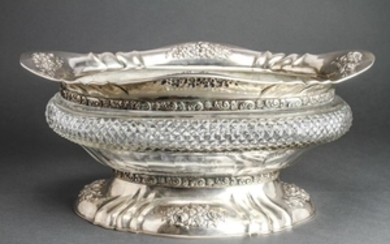 Austrian Silver & Crystal Punch Bowl, 19th C.