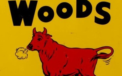 'BULL OF THE WOODS' PAINTED TIN ADVERTISING SIGN