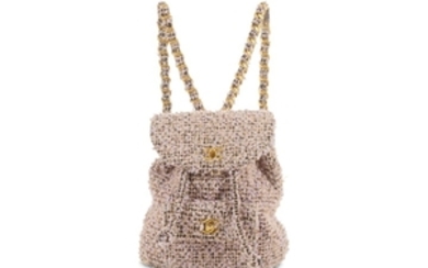 Chanel Lilac Tweed Mini Backpack, drawstring closure with...