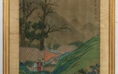 Chinese Painting on Silk of Warrior & Battle Scene