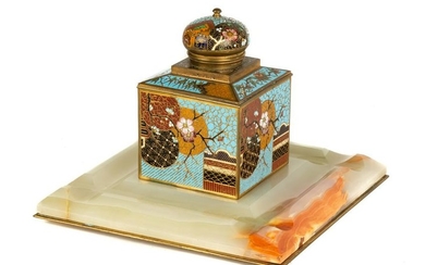 Cloisonne and Onyx Inkwell