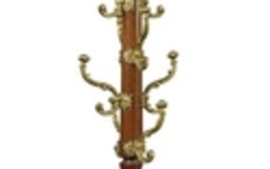 An early Victorian brass-mounted mahogany hat stand and umbrella stand, after a design by A.W.N. Pugin, circa 1845