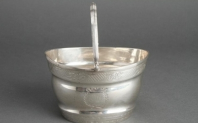 English Silver Engraved & Chased Basket