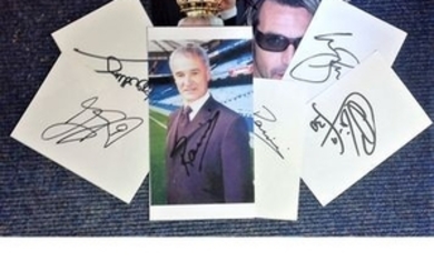 Football Collection Chelsea past managers and players 8, photos and signed album pages includes Claudio Ranieri, Boudewijn...