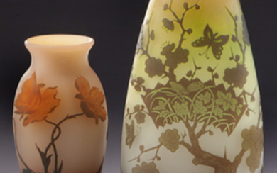 (2) German Arsall cameo glass vases