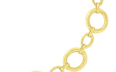 Gold and Cabochon Ruby Toggle Link Necklace, Elizabeth Locke