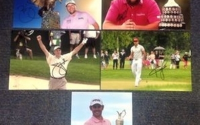 Golf collection five 12x8 signed colour photos from PGA tour players from around the world signatures include Branden Grace,...