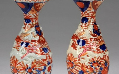 (2) Japanese Imari vases, 19th c., 10"h