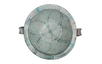 Little Basin Two hands basin in archaic majolica, with tight...
