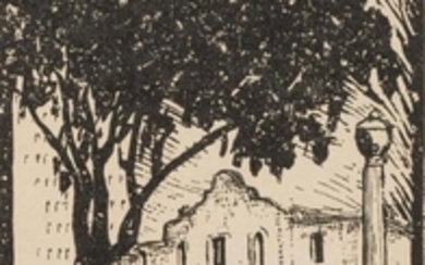 Mary Bonner (1887-1935), The Alamo, woodblock print