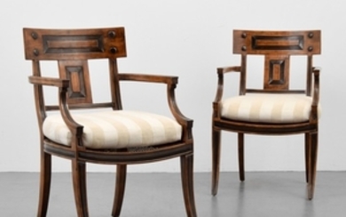 Michael Taylor; Michael Taylor Designs Incorporated - Pair of Michael Taylor "Klismos" Arm Chairs