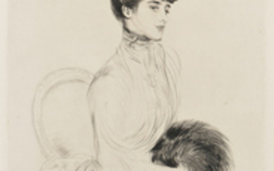 Paul César Helleu (French, 1859-1927) Madame Anlis avec manchon assise