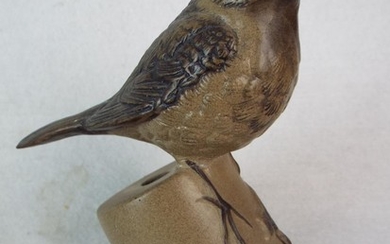 Poole pottery little robin on plant pot. a/f 5 inches tall