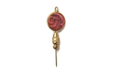 R. Lalique France, serpent stick pin, early 20th...