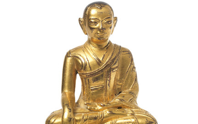 A rare gilt-bronze inscribed figure of Lha Jegar Tönpa