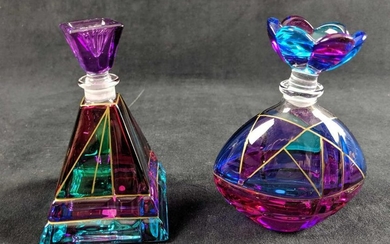 Set Of Two Vintage Purple Murano Perfume Bottles