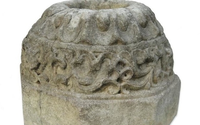TANG DYN. CARVED MARBLE STATUE BASE