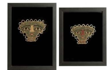 TWO FRAMED BEADED MUMMY MASKS Late Period –...