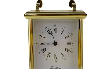 Woodford England Gold Plated Mechanical Carriage Clock