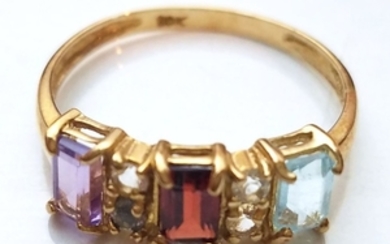 10k Gold ring set with rainbow gems...