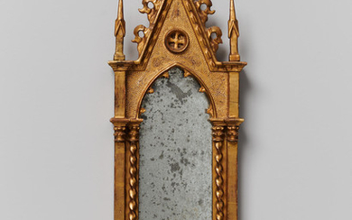 A CONTINENTAL GOTHIC REVIVAL TABERNACLE GILTWOOD MIRROR BY HOUSE OF HEYDENRYK