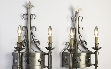 (2) 19th c. French Gothic Revival iron sconces