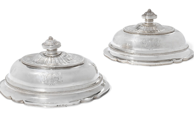 A PAIR OF GEORGE III SILVER MEAT-DISH COVERS, MARK OF GEORGE HEMING AND WILLIAM CHAWNER, LONDON, 1778