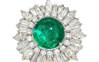 55104: Colombian Emerald, Diamond, Platinum Ring-Dant®