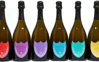 6 bts. Champagne Dom Pérignon, Moët et Chandon 2002 A (hf/in). Artist...