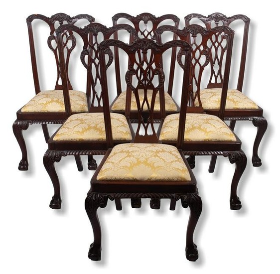(6) mahogany carved Chippendale style DR chairs