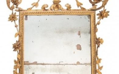 A Continental Carved Giltwood Mirror, late 18th