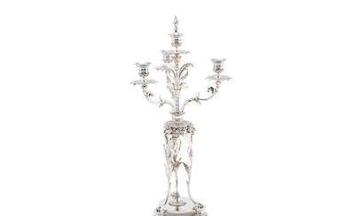 A Victorian silver-plated candelabrum