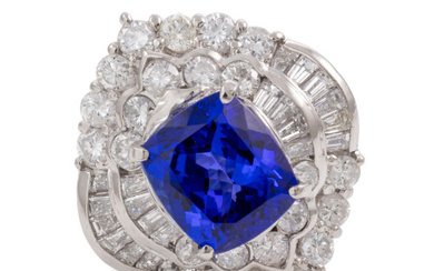 6.55ct Tanzanite and Dress Diamond Ring