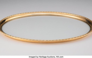74004: A Cartier 14K Gold and Glass Oval Tray, Paris, e