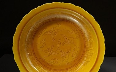 Chinese Yellow Dragon Porcelain Plate
