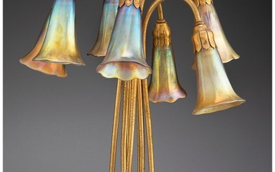 79004: Tiffany Studios Favrile Glass and Gilt Bronze Se