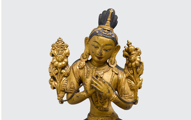 A gilt copper alloy figure of Maitreya