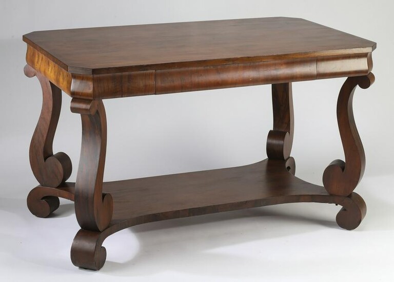 Early 20th c. Empire mahogany library table, 48"l