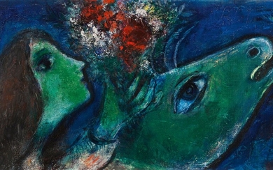 FEMME À L'ÂNE VERT OR TÊTE DE VACHE VERTE, Marc Chagall
