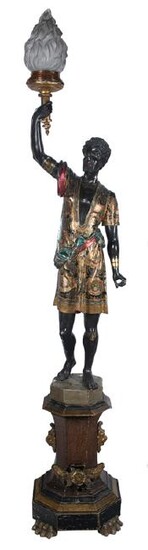 Large carved, polychromed and gilded wooden figure and