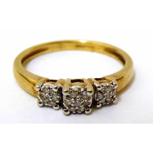 9ct Yellow Gold 3 Stone Diamond Ring size M