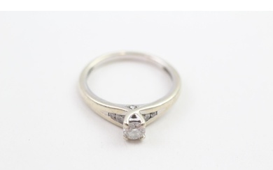 9ct gold round brilliant cut diamond solitaire ring with dia...