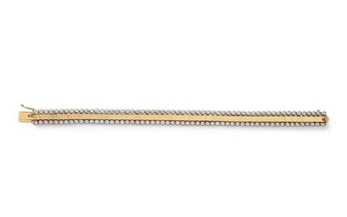 A 14 Karat Bicolor Gold and Diamond Bracelet