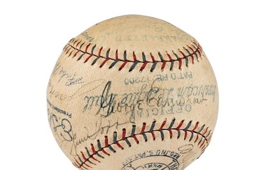A 1930 World Series Champions Philadelphia Athletics Team Signed Autograph Baseball Featuring Al Sim