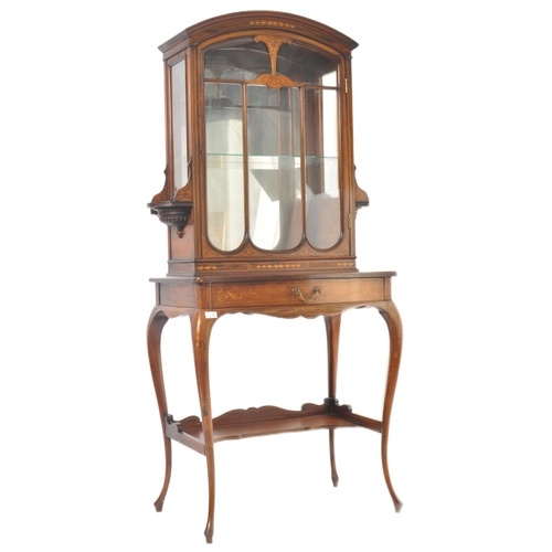 A 19th century Victorian rosewood and marquetry display cabi...