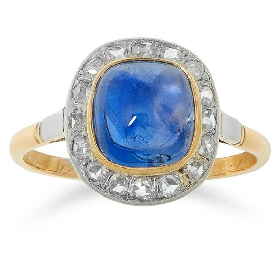 A 4.10 KASHMIR SAPPHIRE AND DIAMOND CLUSTER RING set